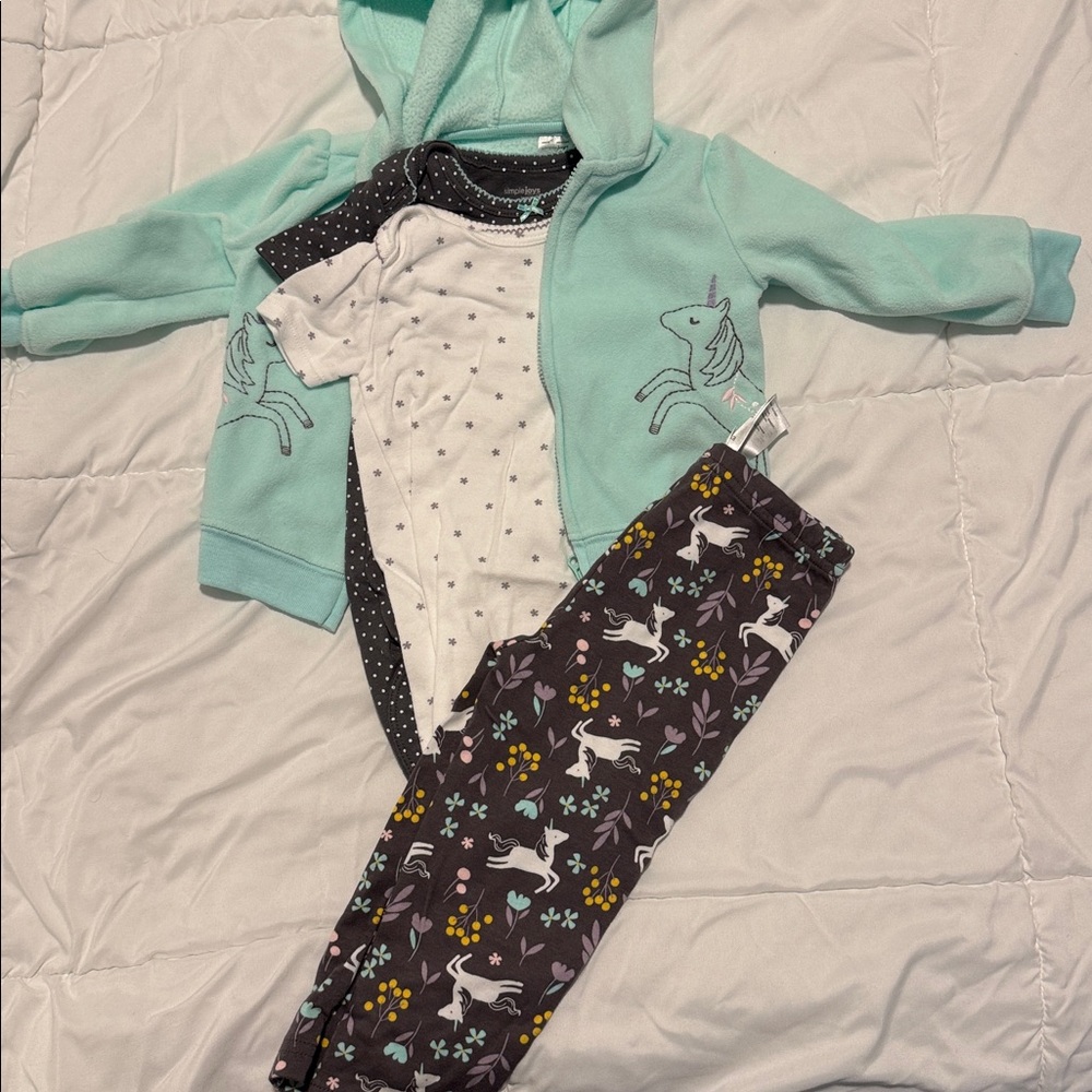 Simple Joys Mint and Gray Baby Outfit Set